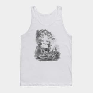 Deer in The Forest Vintage Print Tank Top